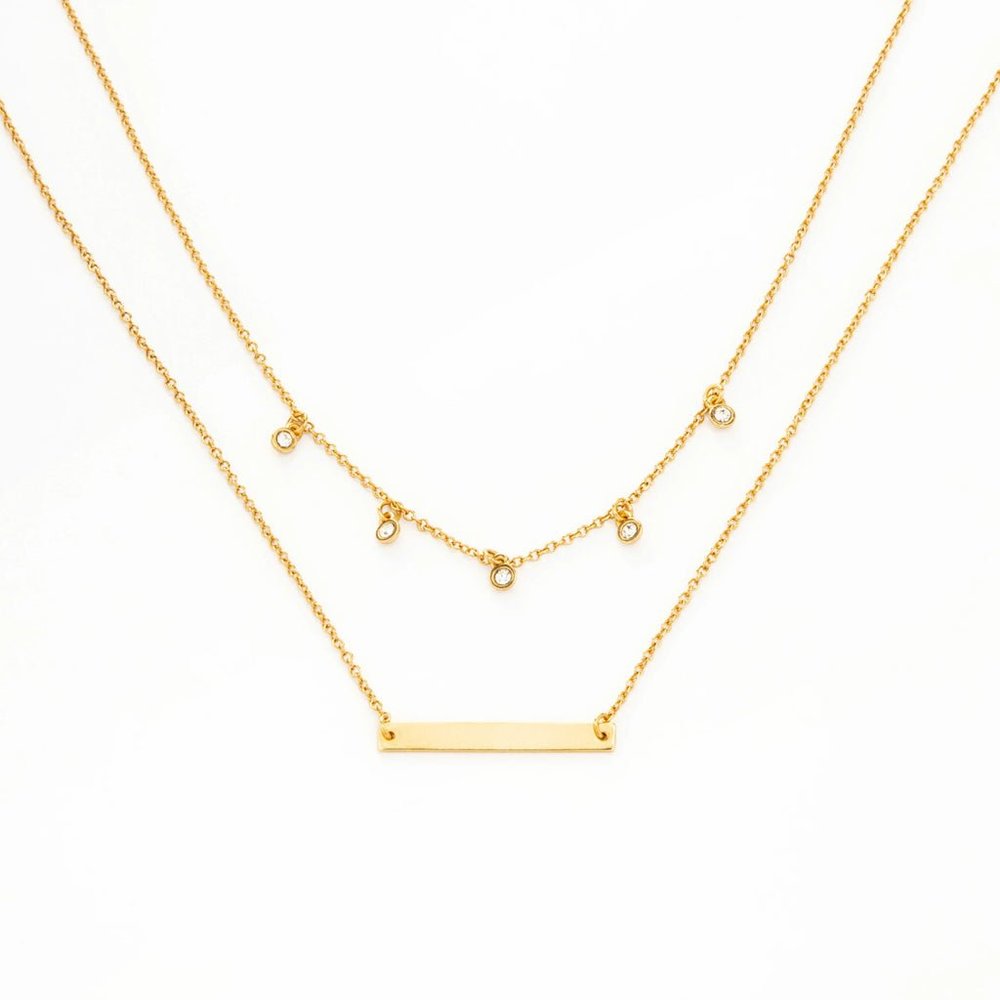FOSTERIE NECKLACE layered gem necklace NÉW in package